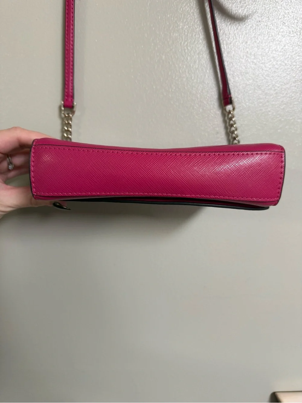 kate spade Hot Pink Saffiano Crossbody with Gold Chain